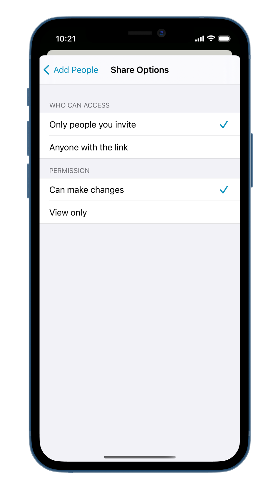 Accent color customization screen in Minimal