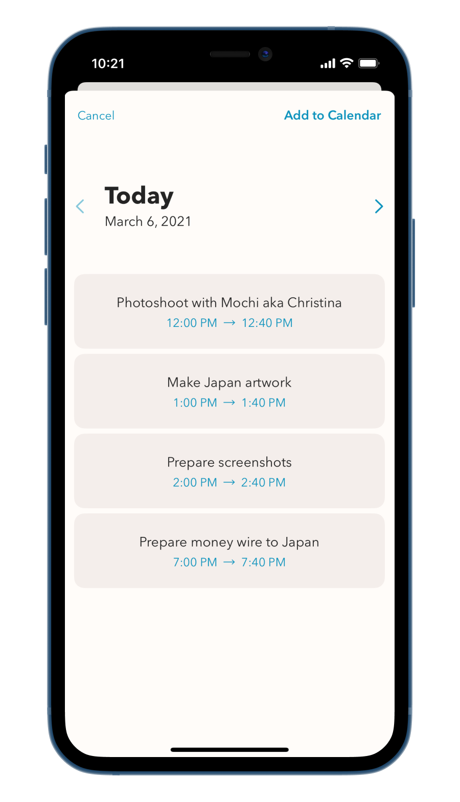 Todo items are being imported into the Calendar app